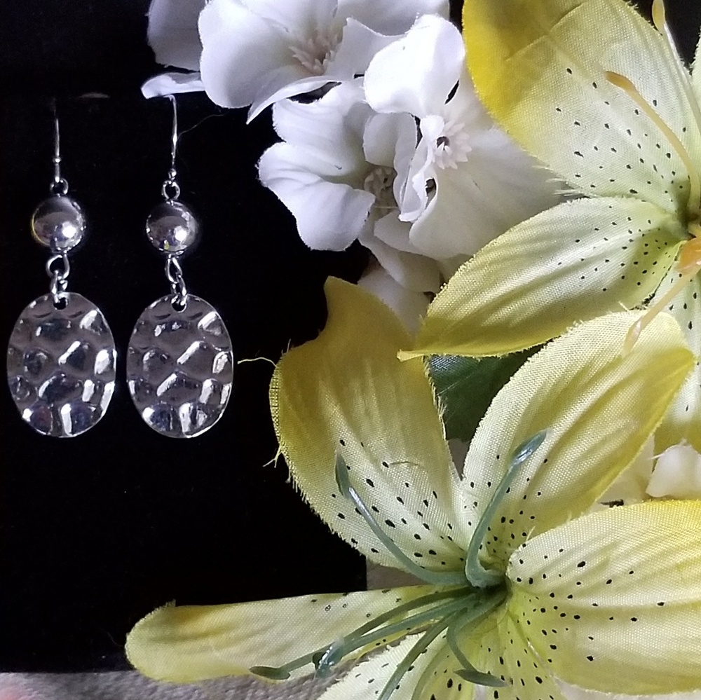 Silver Crocodile Pattern Earrings #104